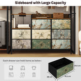 Industriële BukkitBow dressoir met 8 laden en ingebouwd stopcontact, zwart metalen frame en houten afwerking, moderne opslagmeubel