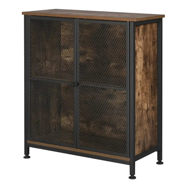 BukkitBow industriële dressoir met staal en hout, ruime opbergruimte, eenvoudig te monteren, 70x30x80cm, natuurlijke uitstraling
