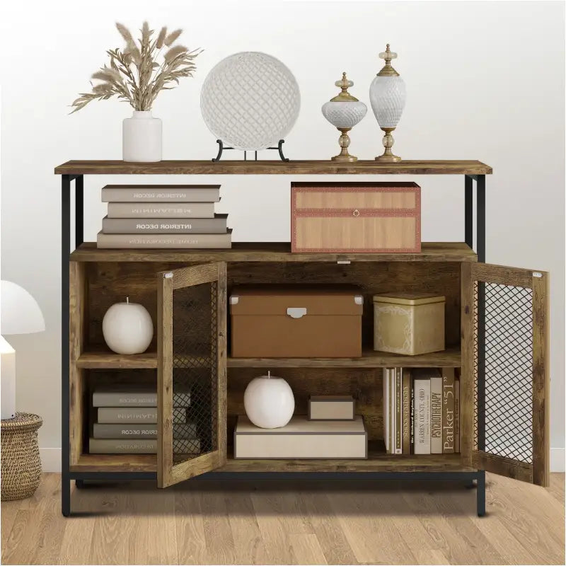 BukkitBow industriële dressoir met retro ontwerp, stevige opslagkast, 100x35x80cm, veelzijdige opbergmogelijkheden en stijlvolle uitstraling