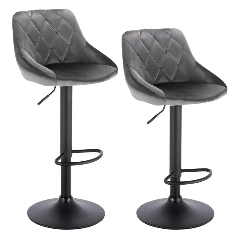 Set van 2 BukkitBow industriële velvet barkrukken met rugleuning en verstelbare zithoogte, 60-82 cm, stijlvolle en comfortabele barkrukken