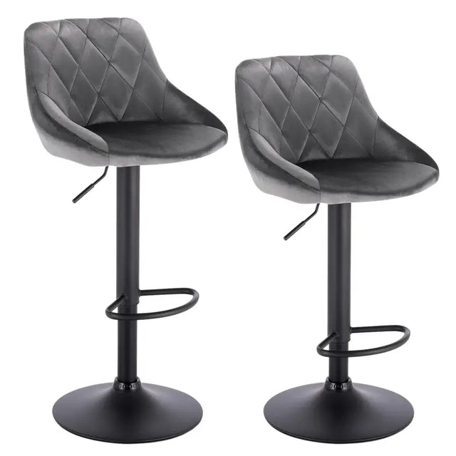 Set van 2 BukkitBow industriële velvet barkrukken met rugleuning en verstelbare zithoogte, 60-82 cm, stijlvolle en comfortabele barkrukken
