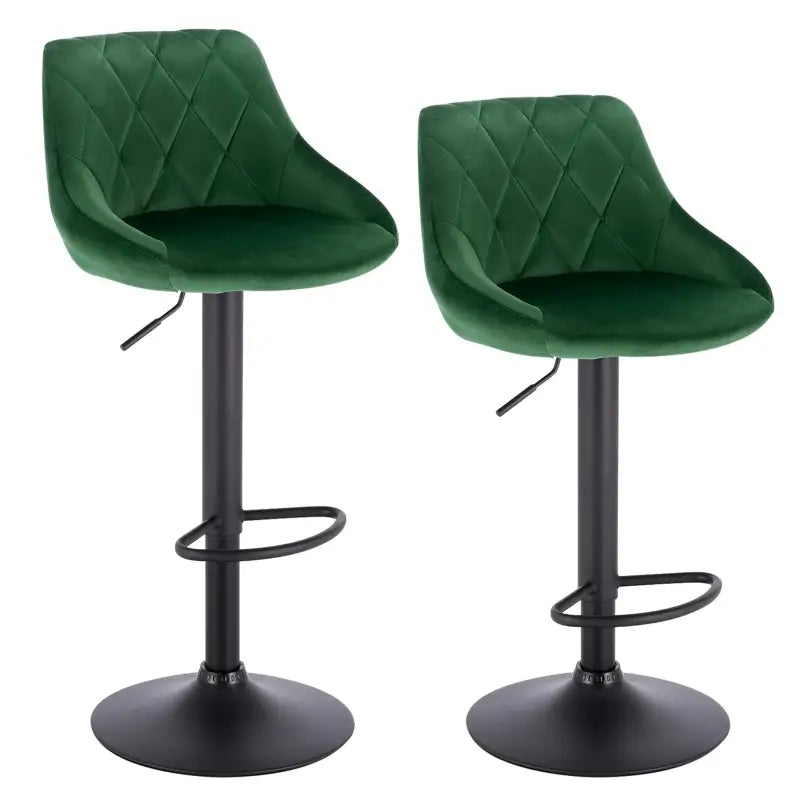Set van 2 BukkitBow industriële velvet barkrukken met rugleuning en verstelbare zithoogte, 60-82 cm, elegante stoelen voor bar of woning