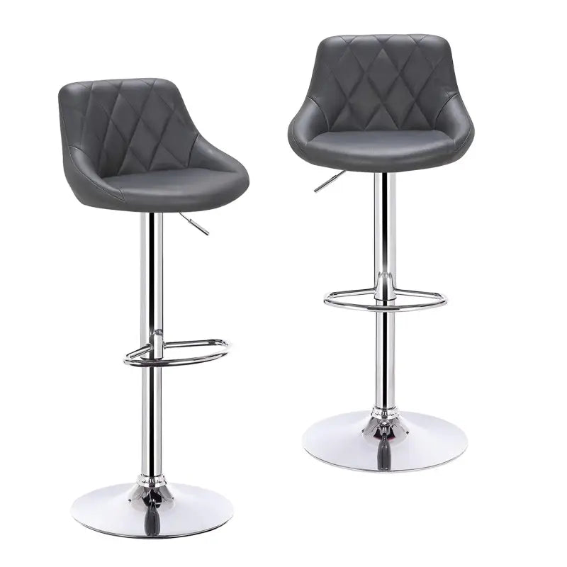 Set van 2 BukkitBow industriële velvet barkrukken met rugleuning en verstelbare zithoogte, 60-82 cm, comfortabel en stijlvol.