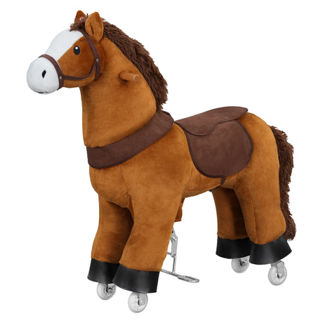 Interactief pluche rijpaard van BukkitBow met geluid en wielen, geschikt als hobbypaard, zacht en kleurrijk speelgoed in beeld