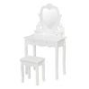 BukkitBow make-up tafel met kruk, hartvormige spiegel, 2 grote en 2 kleine laden, afmeting 140x75x40 cm, stijlvolle kaptafel.