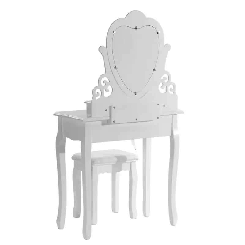 BukkitBow make-up tafel met spiegel, 2 grote en 2 kleine laden, inclusief kruk, afmetingen 140x75x40cm, elegante kaptafel.