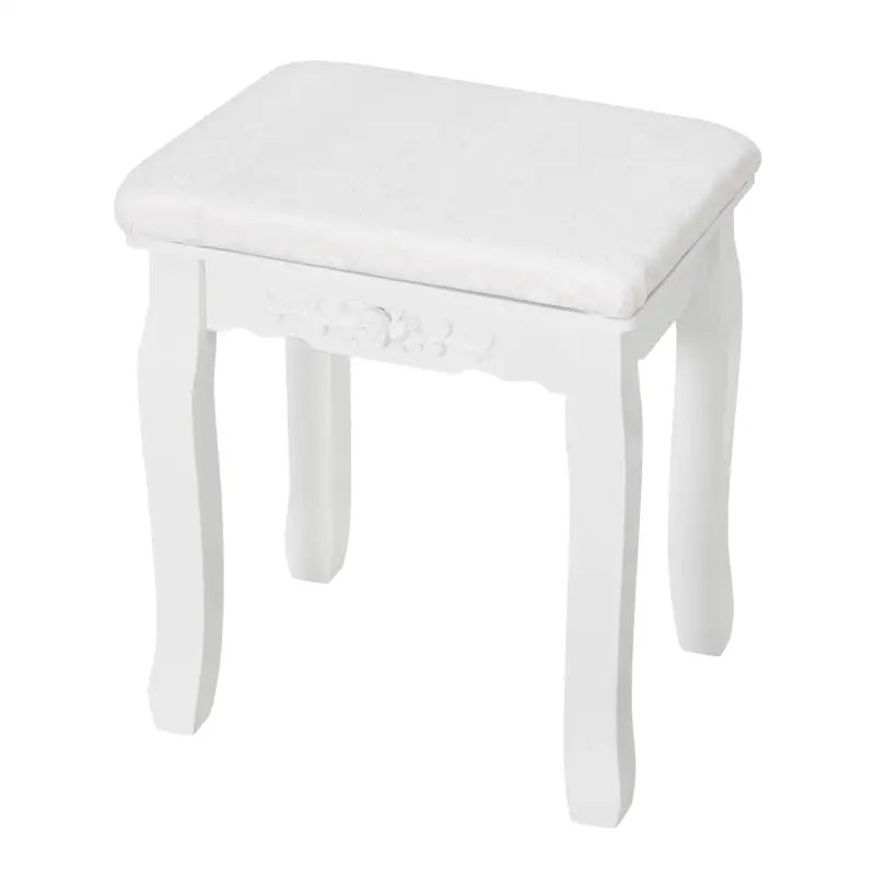BukkitBow make-up tafel met hartspiegel, 2 grote en 2 kleine laden, inclusief kruk, afmetingen 140x75x40cm, elegant en functioneel.