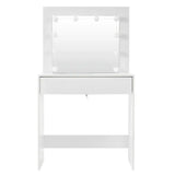 BukkitBow kaptafel met grote spiegel, LED-verlichting, houten MDF-vlak, ruime opbergruimte, afmetingen 80x40x140cm.