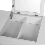 BukkitBow kaptafel met kruk, inklapbare spiegel en opbergruimte, elegante meubel voor make-up en stijl.