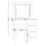 BukkitBow kaptafel set met kruk, melamine panelen, spiegel en LED-verlichting, stijlvolle en praktische make-up tafel.