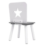 BukkitBow kinder tafel en stoelen set van pijnhout, wit met grijs, 59,5x46 cm, tafel met opbergvak en bijpassende stoelen