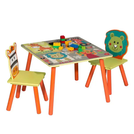 BukkitBow kinder tafel en stoelen set, stevige houten tafel met 2 bijpassende stoelen, afmetingen 60x60x44cm, geschikt voor kinderen