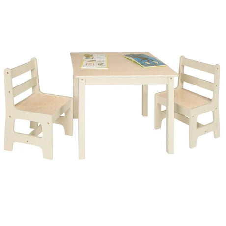 BukkitBow kinder tafel met 2 stoelen set, multifunctioneel MDF, afmetingen 60x60x55 cm, geschikt voor kinderen