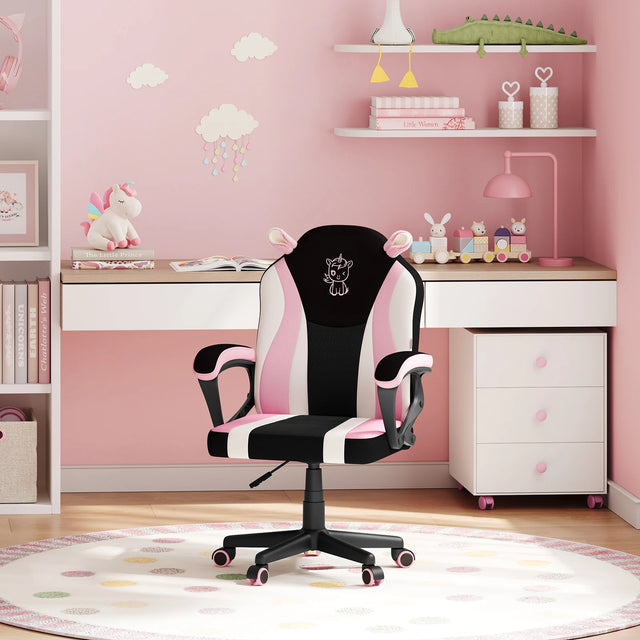 Kinderbureaustoel BukkitBow van textiel, hoogte verstelbaar, ergonomisch ontwerp voor comfortabel zitten.