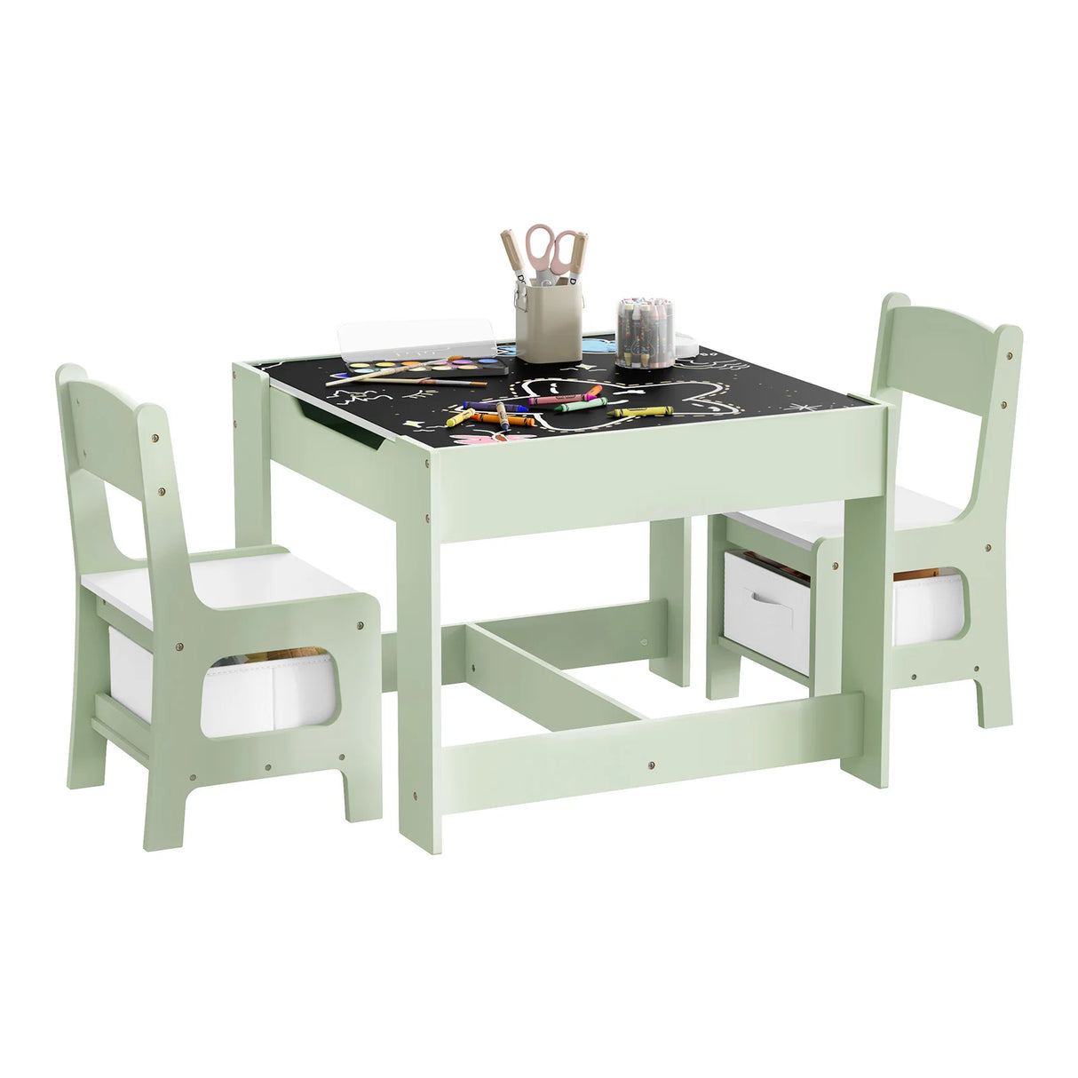 BukkitBow - Kindertafel met 2 Stoelen - Hout - Met Opbergruimte - Speelset