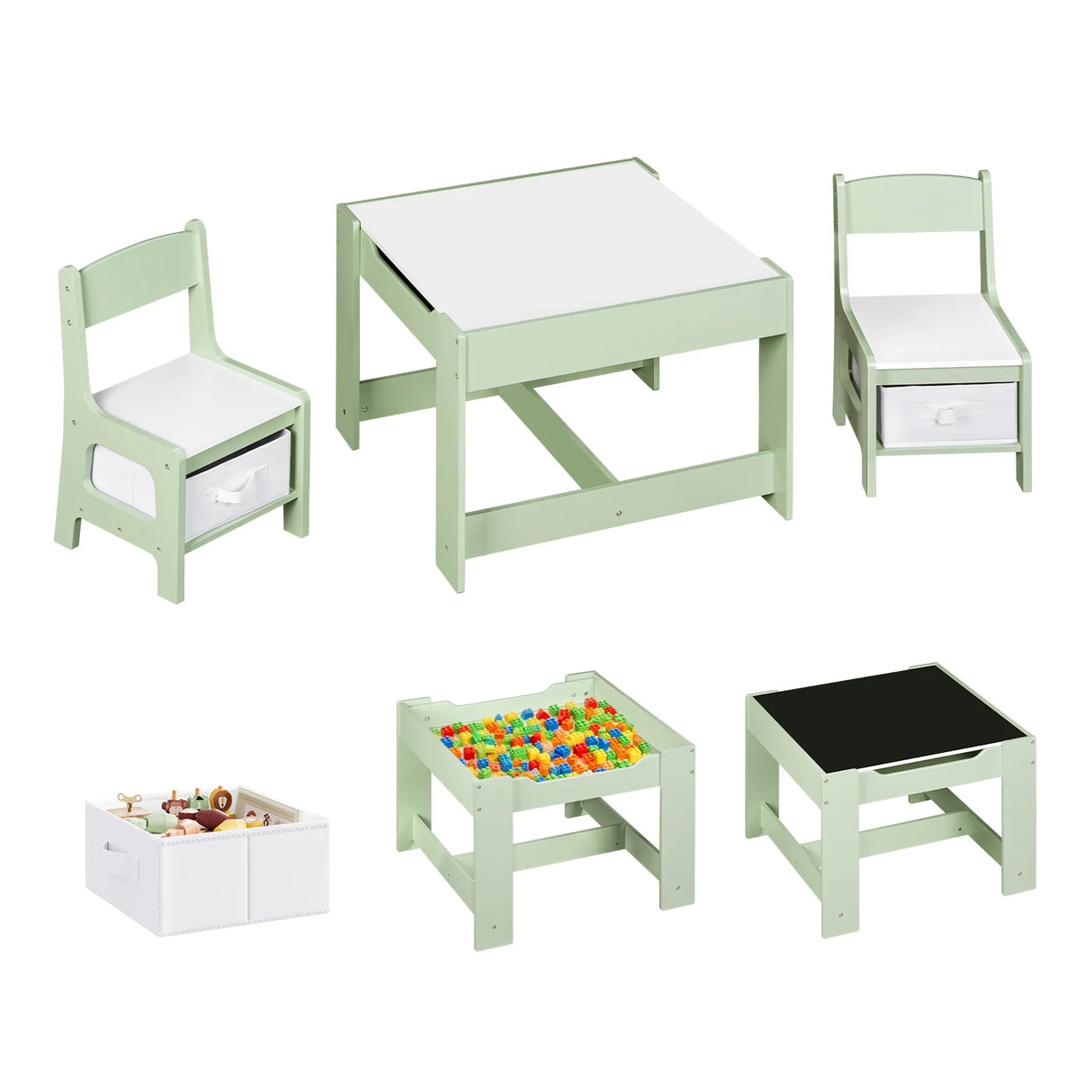 BukkitBow - Kindertafel met 2 Stoelen - Hout - Met Opbergruimte - Speelset
