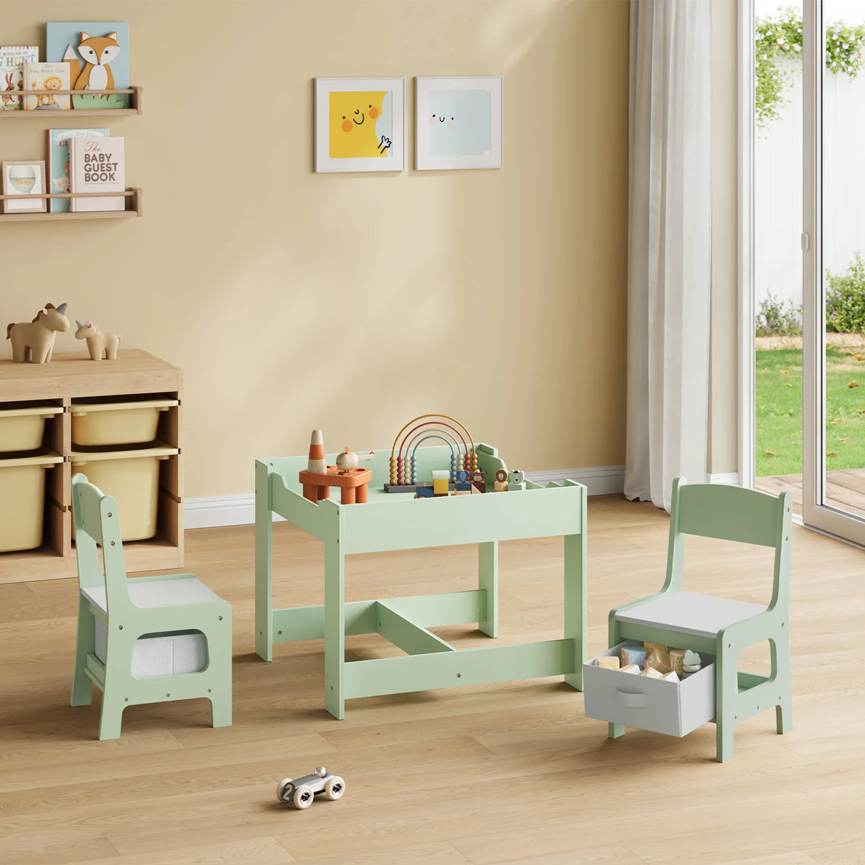 BukkitBow - Kindertafel met 2 Stoelen - Hout - Met Opbergruimte - Speelset