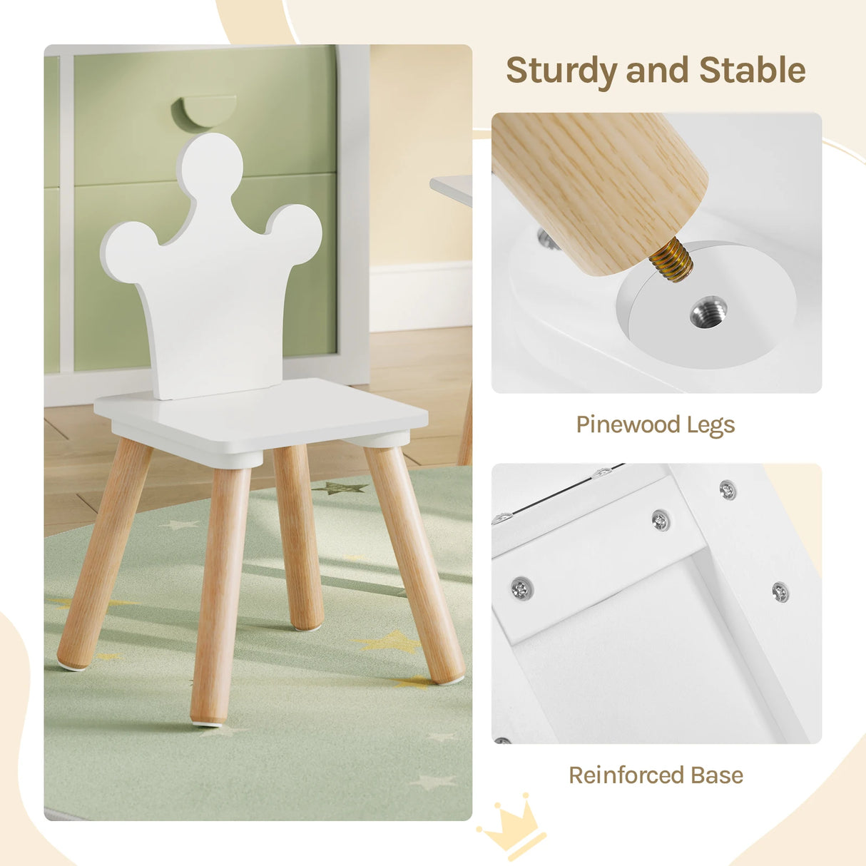 Houten BukkitBow kindertafel met twee stoelen, Montessori speelset voor kinderen, geschikt voor speelhoek of leerplek