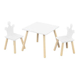 Houten kindertafel met twee stoelen van BukkitBow, Montessori-speelset voor kinderen, geschikt voor creatieve speelse activiteiten.