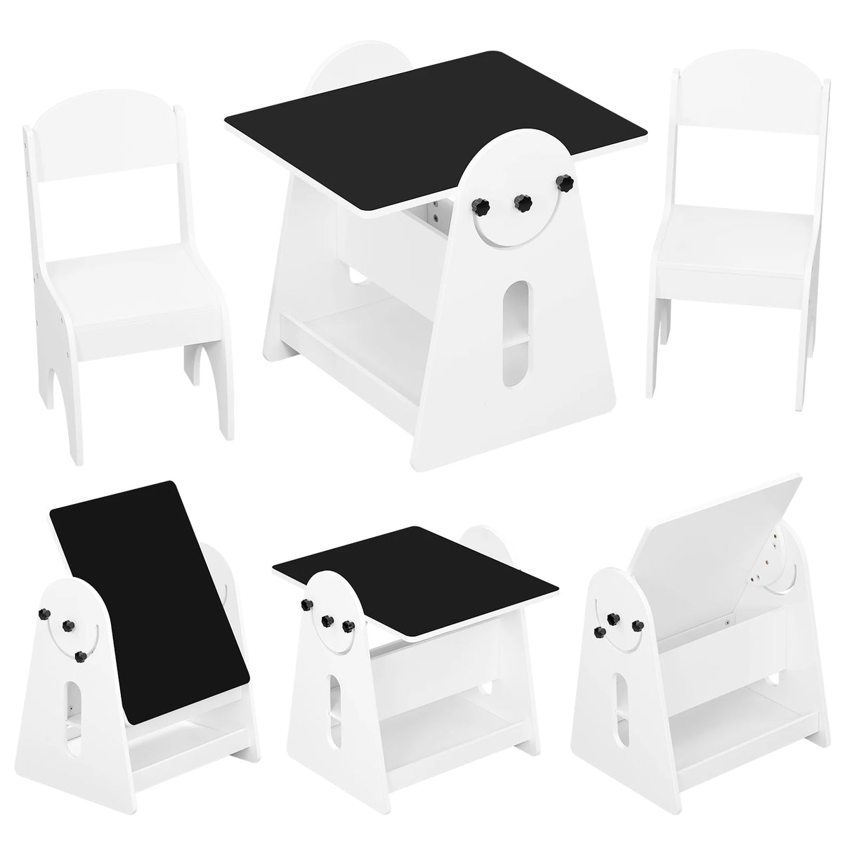 Kinderstoel van BukkitBow met tafel en 2 stoeltjes, inclusief opbergruimte, ideaal voor creatief knutselen en spelen.