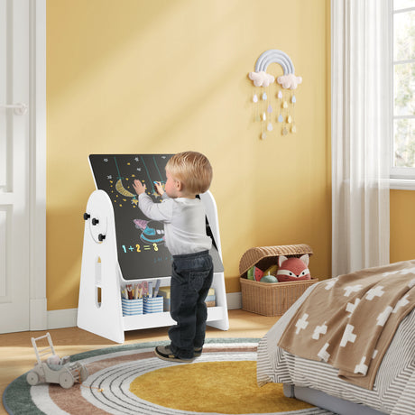 BukkitBow kinder tafel met 2 stoeltjes en opbergruimte, 2-in-1 tekentafel voor kinderen, inclusief stoelen en opbergruimte.
