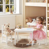 BukkitBow houten kindertafel met 2 stoeltjes, speeltafel voor kinderkamer, geschikt vanaf 2 jaar, gezellige zitgroep voor kinderen