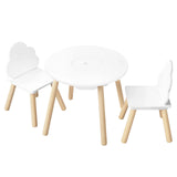 Witte kindertafel met 2 stoeltjes van BukkitBow, wolk ontwerp, perfect voor peuters en kleuters, speeltafel voor jonge kinderen