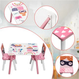 Roze kindertafel en stoelen van BukkitBow, geschikt voor spelen en leren, afmeting 60x44x60 cm, kindermeubelset.
