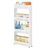 BukkitBow kleine keukenwagen met smal rek op wielen, 3 of 4 lagen opslag, geschikt voor keuken, woonkamer of badkamer