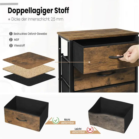 BukkitBow ladekast van gefabriceerd hout met 5 stoffen lades, lichtgewicht en stabiel, multifunctioneel voor op kantoor of in huis