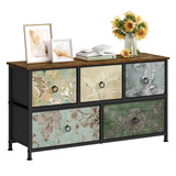 BukkitBow ladekast met 5 stoffen lades, metalen frame, geschikt als TV meubel, dressoir voor woonkamer, slaapkamer of hal