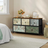 BukkitBow ladekast met 5 stoffen lades, metalen frame, geschikt voor woonkamer, slaapkamer en hal, modern TV meubel en dressoir.