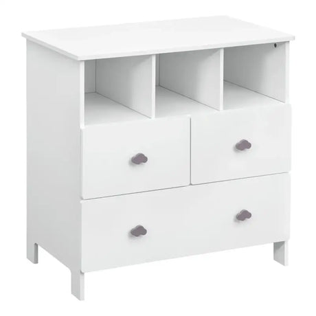 BukkitBow dressoir met wolkvormige handgrepen, 3 laden en 3 vakken, afmetingen 80x81,5x48 cm, modern meubelstuk
