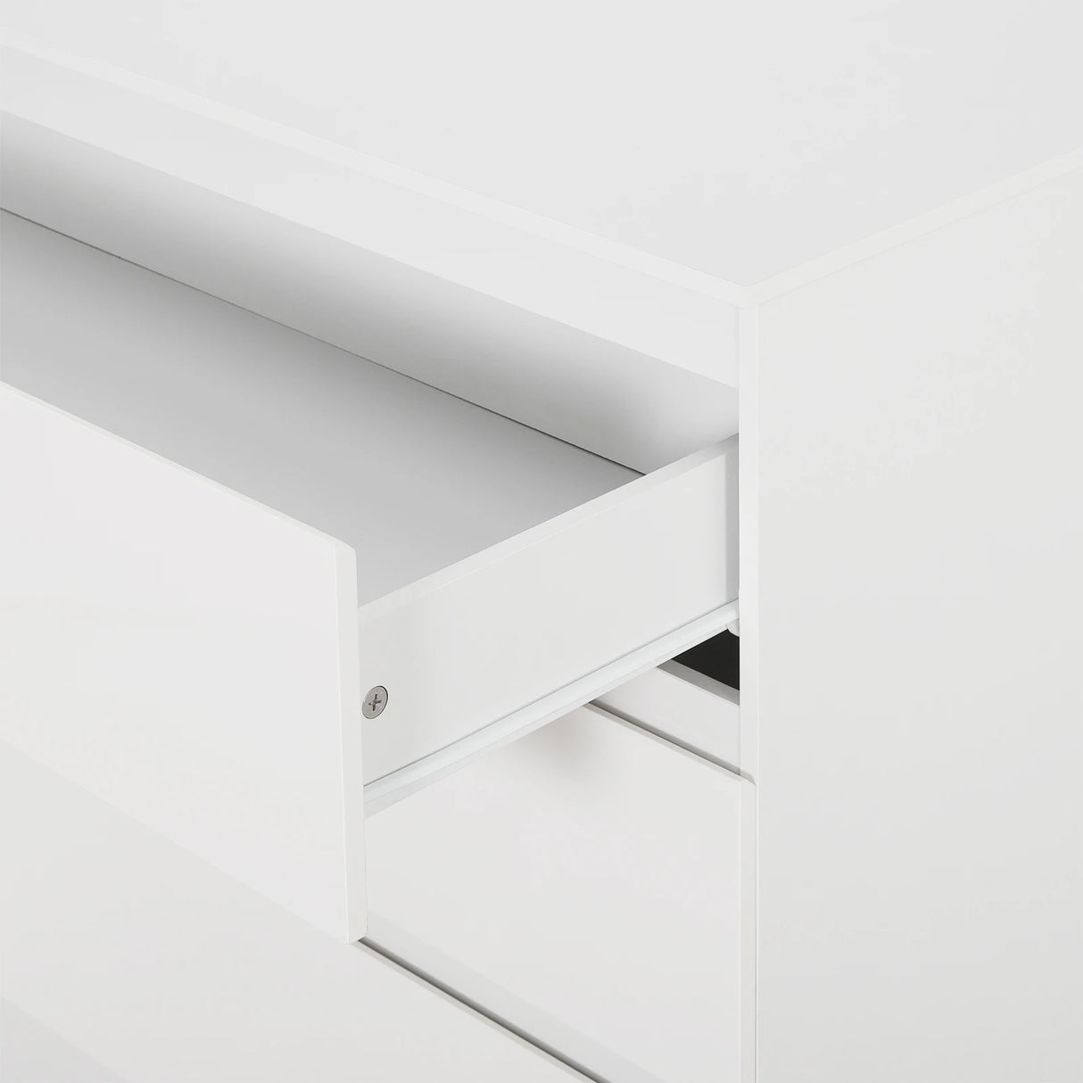 BukkitBow ladekast van spaanplaat met 3 lades, slaapkamer dressoir en opbergkast, zwart en modern design
