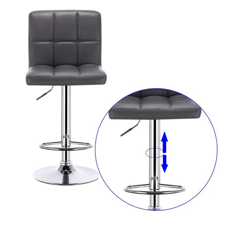 BukkitBow leren barkruk met metalen frame, ergonomisch design, rugleuning, verstelbaar en draaibaar, zithoogte 60-82 cm
