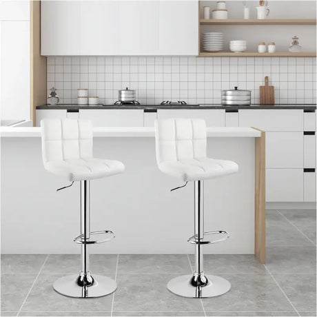 Lederen barkruk van BukkitBow met metalen frame, ergonomisch ontwerp, rugleuning, verstelbaar en draaibaar, zithoogte 60-82 cm.