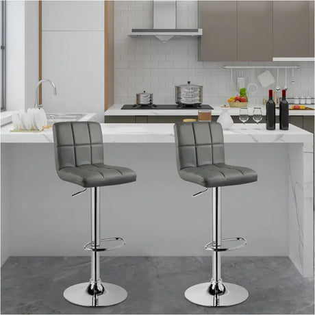 Lederen barkruk van BukkitBow met metalen frame, ergonomische rugleuning, verstelbaar en draaibaar, zithoogte 60-82 cm.