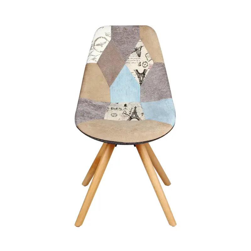 Linnen eetkamerstoel van BukkitBow met massief houten poten en ergonomisch zitcomfort, zithoogte 42 cm.
