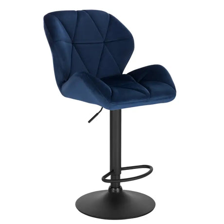 Luxe BukkitBow barkruk van fluweel of leer met rugleuning, mini-armleuning, draaibaar en voetsteun, zithoogte 60-82 cm.