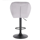Luxe BukkitBow barkruk van fluweel of leer met rugleuning, mini-armleuning, draaibaar en voetensteun, zithoogte 60-82 cm.
