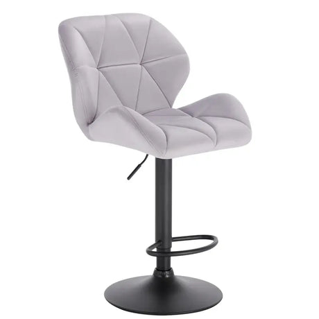 Luxe BukkitBow barkruk van fluweel of leer met rugleuning, mini-armleuning, draaibaar en voetensteun, zithoogte 60-82 cm.
