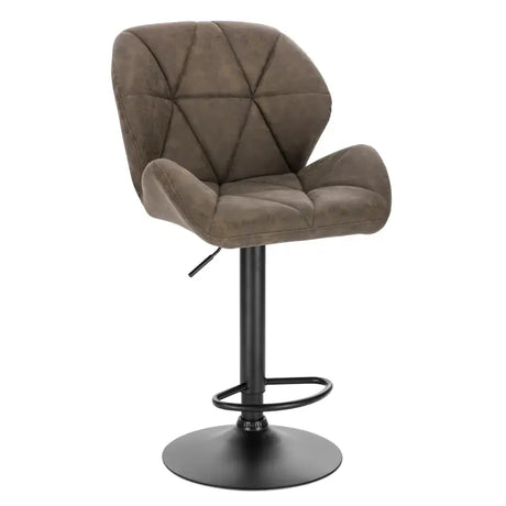 Luxe BukkitBow barkruk van fluweel of leer met rugleuning, mini-armleuning, draaibaar, voetensteun en verstelbare zithoogte 60-82 cm.
