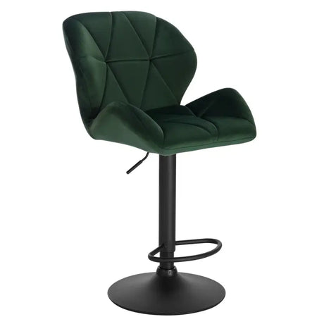Luxe barkruk van BukkitBow met fluwelen of leren bekleding, draaibaar met rugleuning, mini-armleuningen en voetensteun, 60-82cm zithoogte.