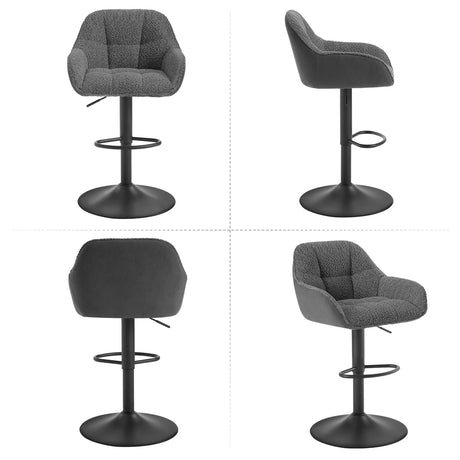 Luxe BukkitBow Barkruk set van 2 met chenille en corduroy bekleding, verstelbaar in hoogte, moderne design, comfortabele zit.