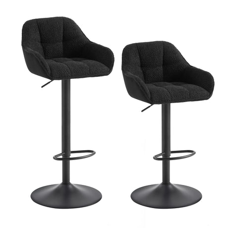 BukkitBow luxe barkrukken set van 2 met chenille en corduroy bekleding, verstelbare hoogte, modern design.
