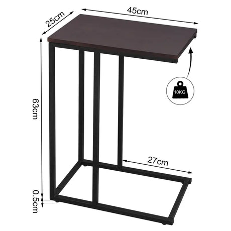 Luxe BukkitBow bijzettafel met metalen frame, geschikt voor laptop, hoogte 63 cm, modern design, ideaal voor woonkamer of slaapkamer.
