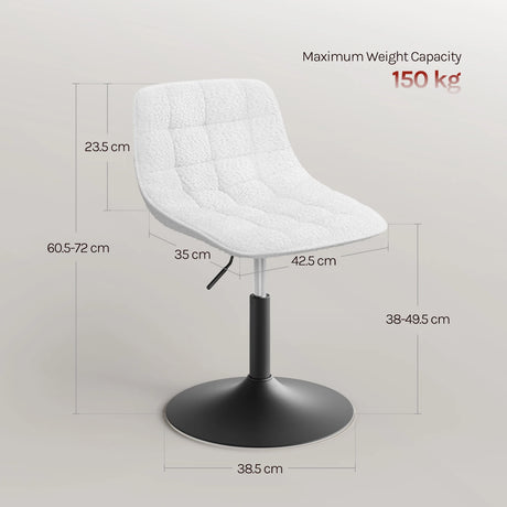 Luxe witte en grijze Barkruk BukkitBow met verstelbare hoogte en chenille bekleding, perfect voor make-up of bar.