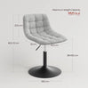 BukkitBow Luxe Chenille make-up barkruk, hoogte verstelbaar, wit en grijs, comfortabele zitting en moderne uitstraling.