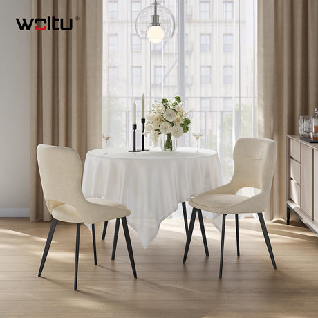 Set van 2 BukkitBow luxe draaibare eetkamerstoelen met chenille bekleding en metalen poten, modern en comfortabel design