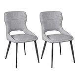 Twee luxe draaibare eetkamerstoelen van BukkitBow met chenille bekleding en metalen poten, set van 2 in een moderne eetkamer.